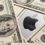 Apple logo surrounded by $100 bills